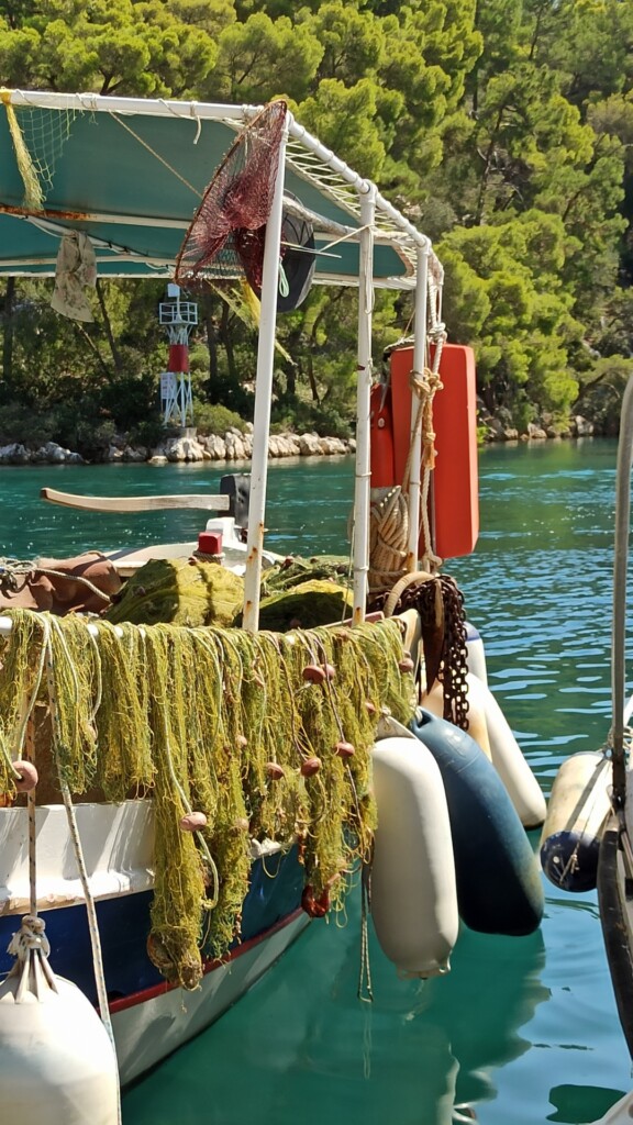 small scale fishing boat paxos island greece